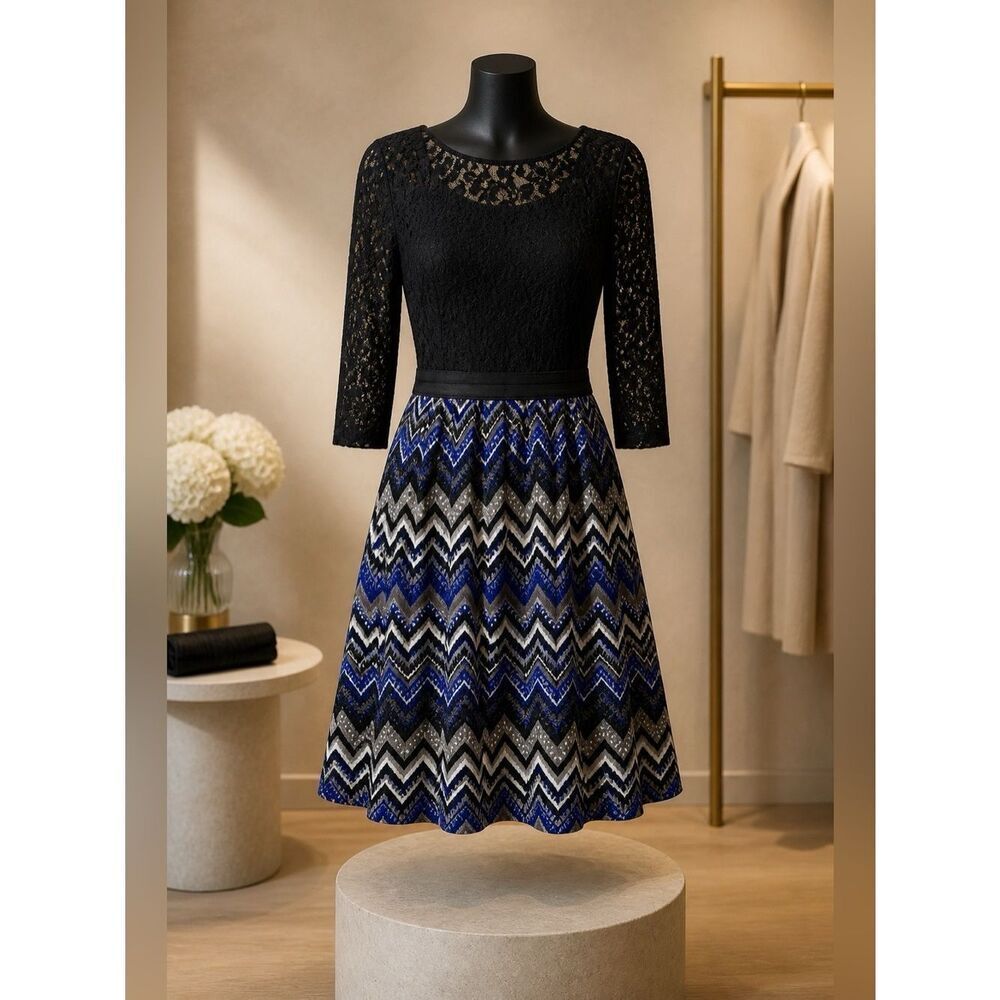 SPEECHLESS BLACK LONG SLEEVE LACE TOP DRESS SIZE S